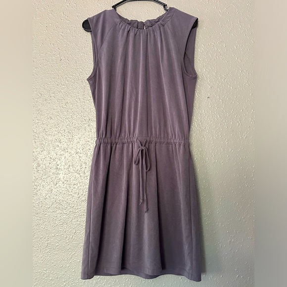 LOFT Dresses & Skirts - Woman’s Petite Purple Short-Sleeved Tie Waist Knee-Length Loft Dress” Casual